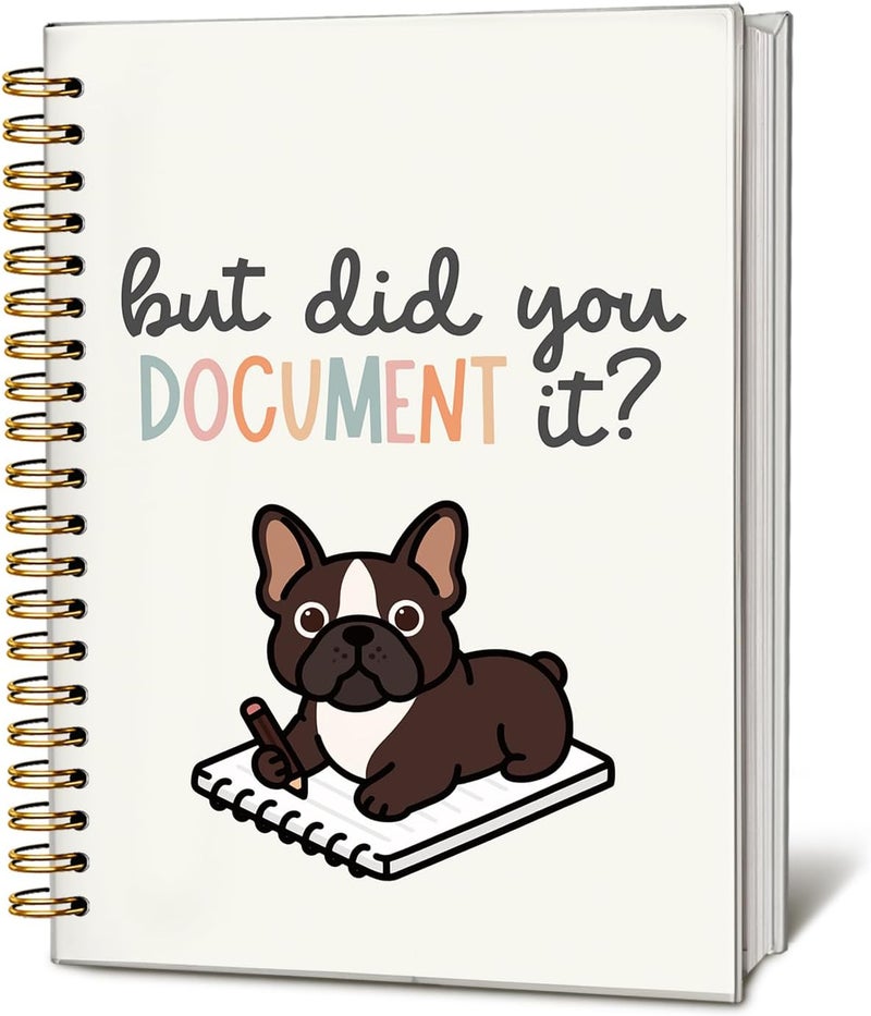 WLIANG Funny French Bulldog Notebook Journal Gifts for Women & Men, Frenchie Gifts for Women Journal, But Did You Document It Hardcover Spiral Notebook 5.5x8.3 Inch - Image 1